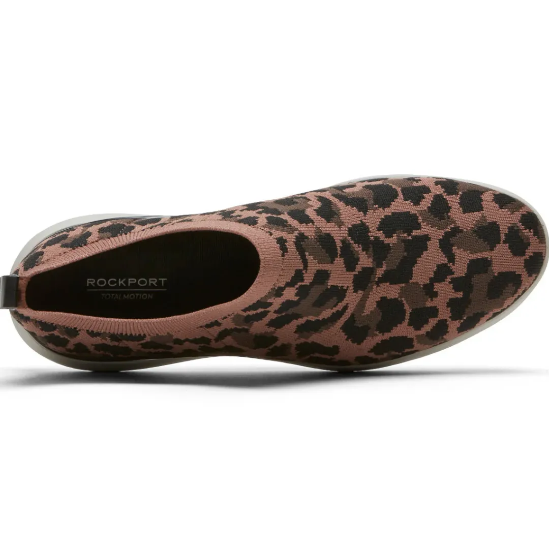 New Rockport Women'S Total Motion Sport High Slip-On Shoe Tan Leopard