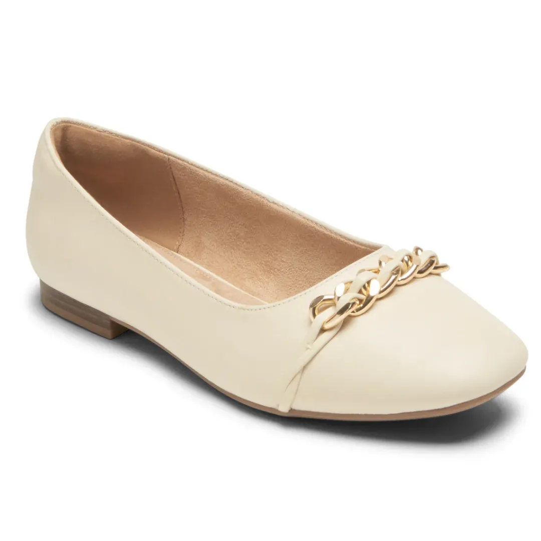 Sale Rockport Women'S Zoie Chain Ballet Flat Vanilla Lthr
