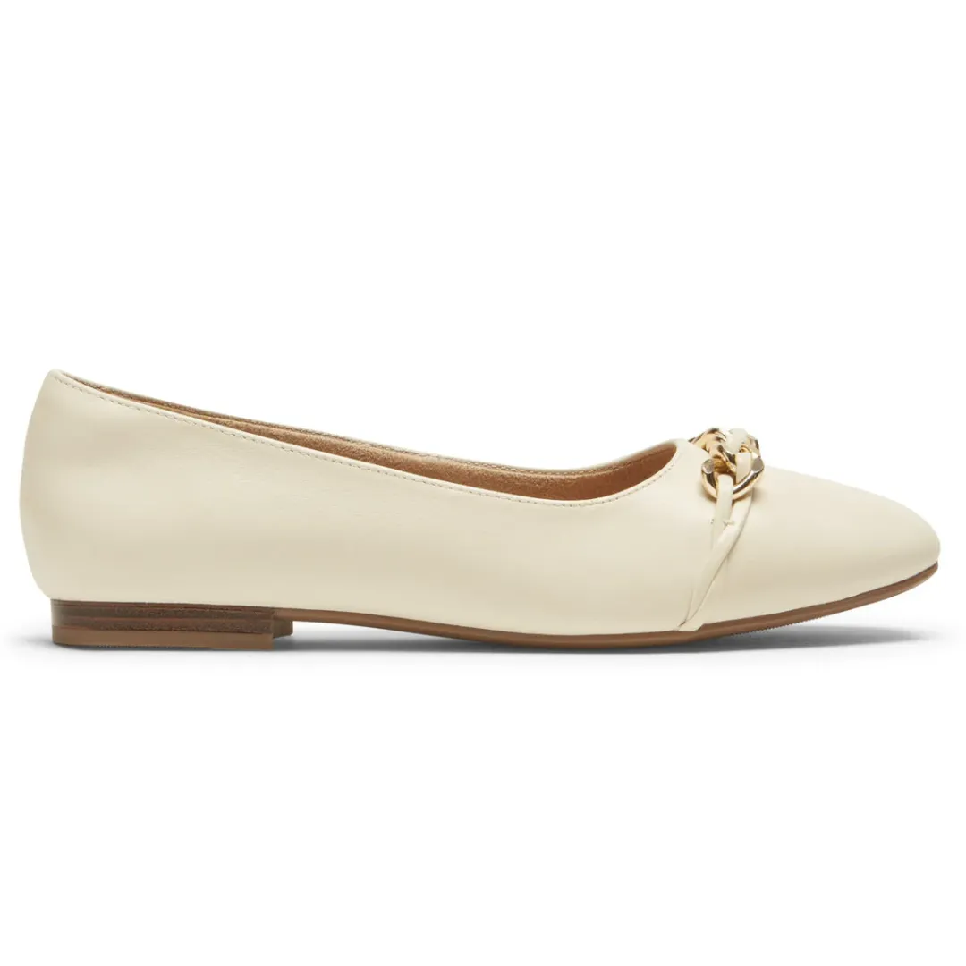 Sale Rockport Women'S Zoie Chain Ballet Flat Vanilla Lthr